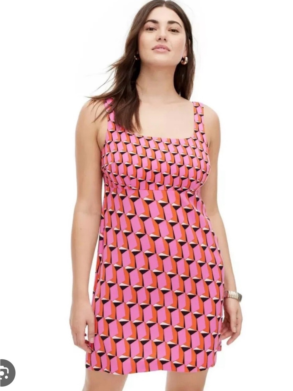 Diane Von Furstenberg Pink and Orange Geometric Tank Swimdress Coverup